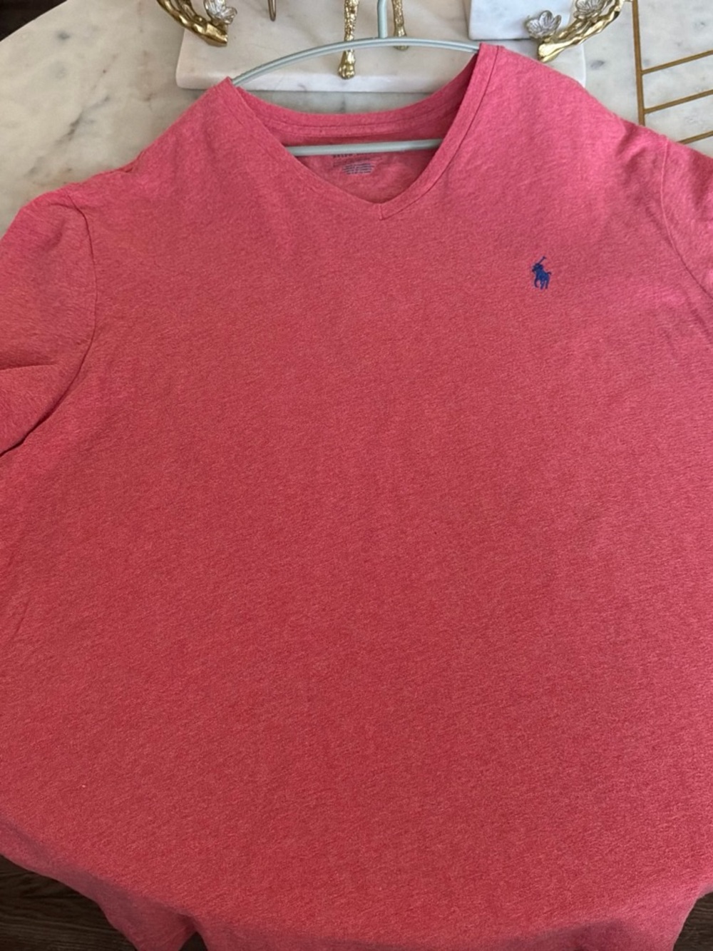 Polo by Ralph Lauren Men’s V-Neck Short Sleeve Tee in Coral